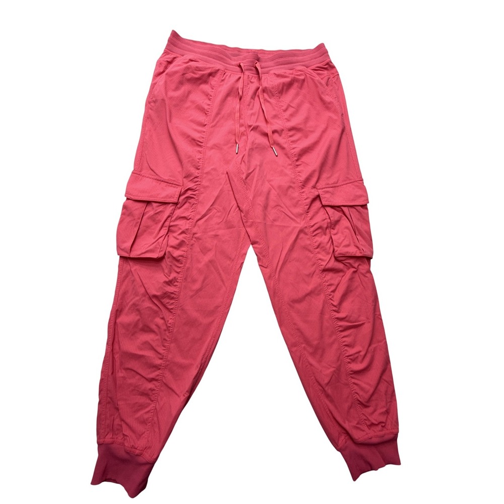 Lululemon Cargo Jogger Pants Womens L Pink Pockets Drawstring Cuffed Stretch